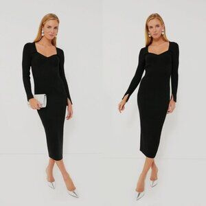 Moon River Black Ribbed Midi Dress, NWT size M